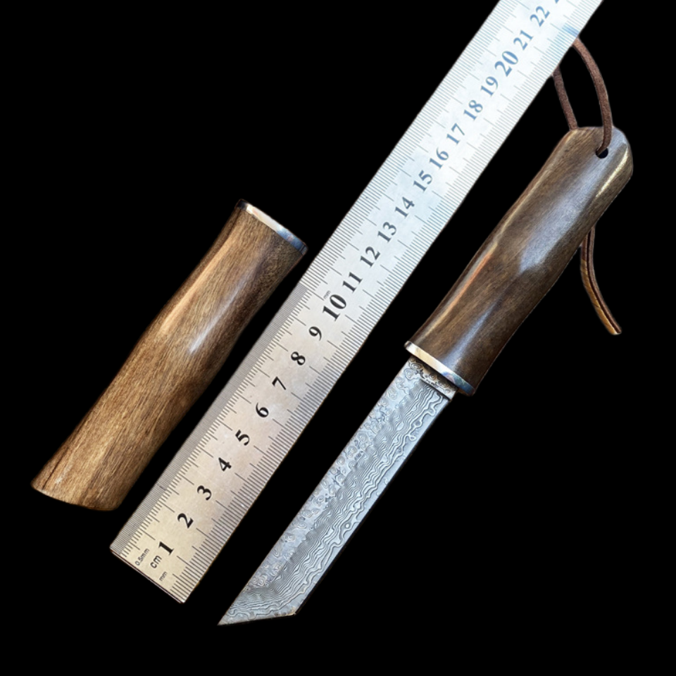Bamboo forged Damascus steel knife