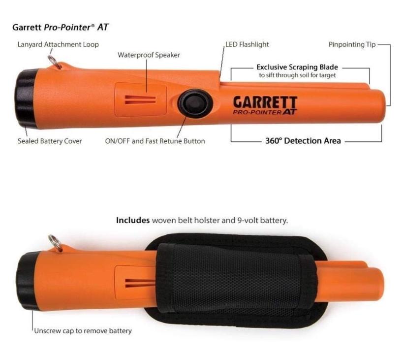 Garrett 1140900 Pro-Pointer AT Waterproof Pinpointing Metal Detector, Orange