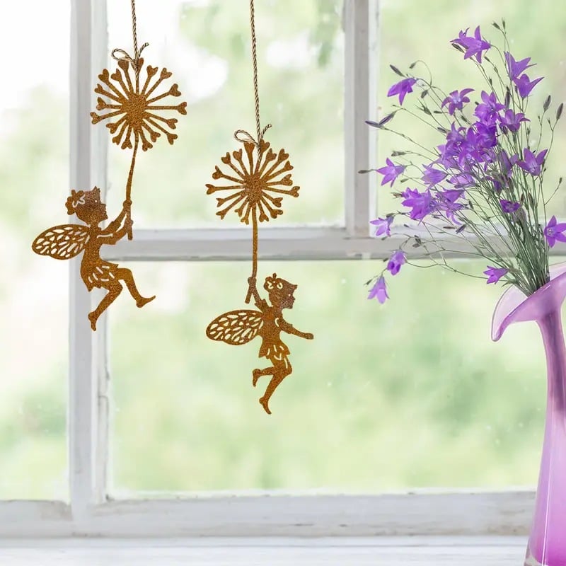 🔥 July 4th Sale – 50% OFF! Minimalist Metal Wall Art – Honeycomb Silhouette with Girl Holding Dandelion | Whimsical Iron Decor for Bedroom & Home