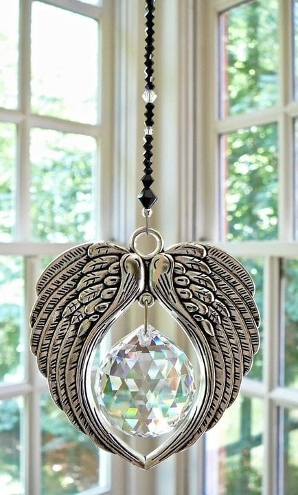 (🔥Last Day Sale-50% OFF)ANGEL WINGS Crystal and Pewter Wings Suncatcher.