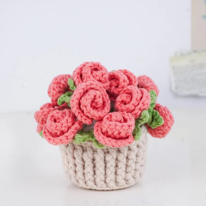 🌹100% Handmade Rose Coaster and Flower Basket Crochet
