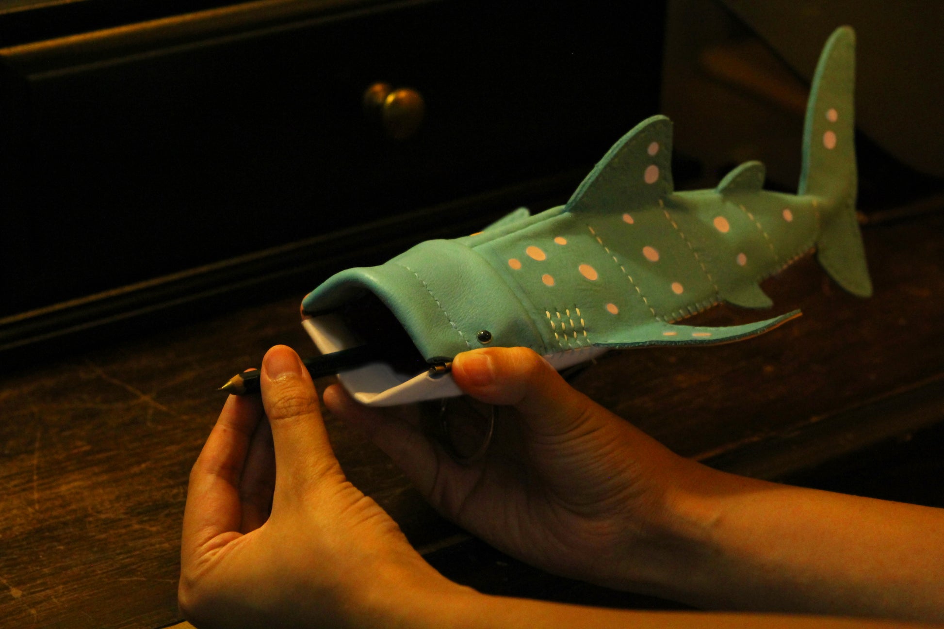 Handmade Leather Whale Shark Case