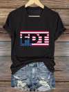 Women's FDT American Flag Upside Down Print Caasual T-shirt