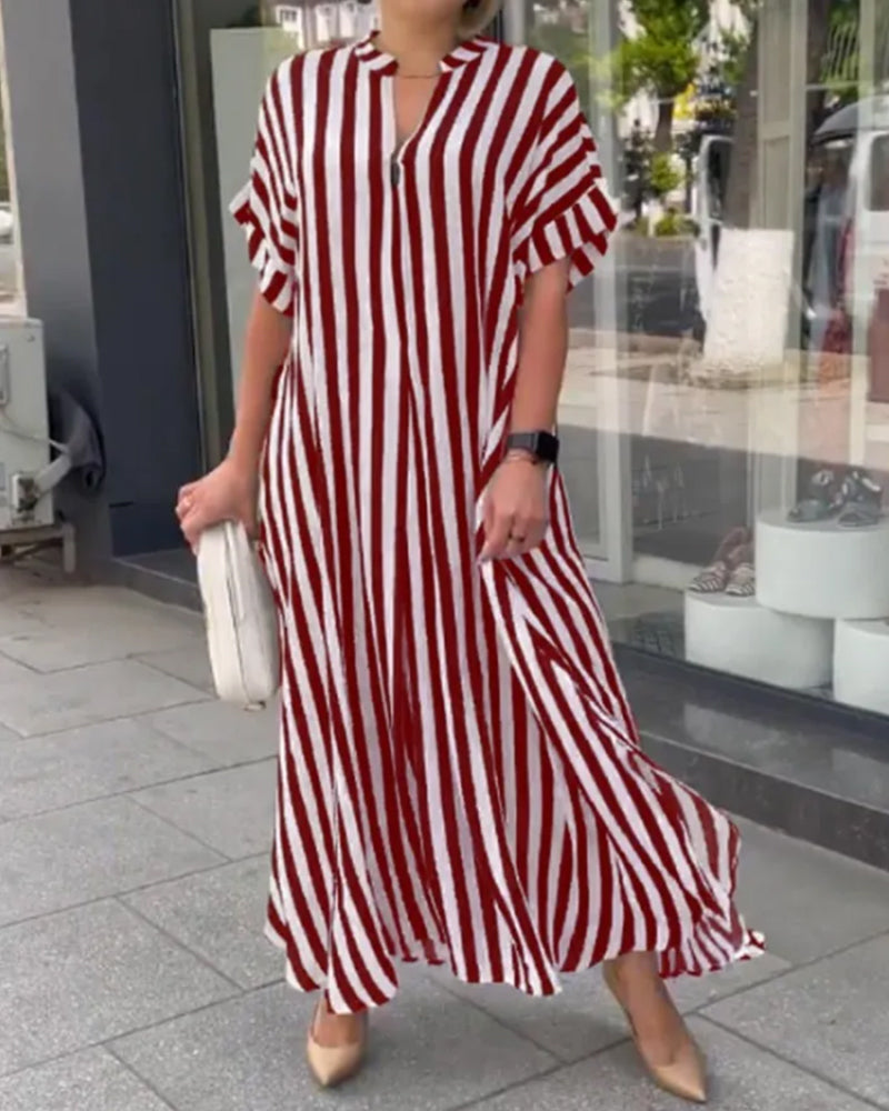 🔥Last Day Promotion 49% OFF - Women's V-Neck Striped Print Dress