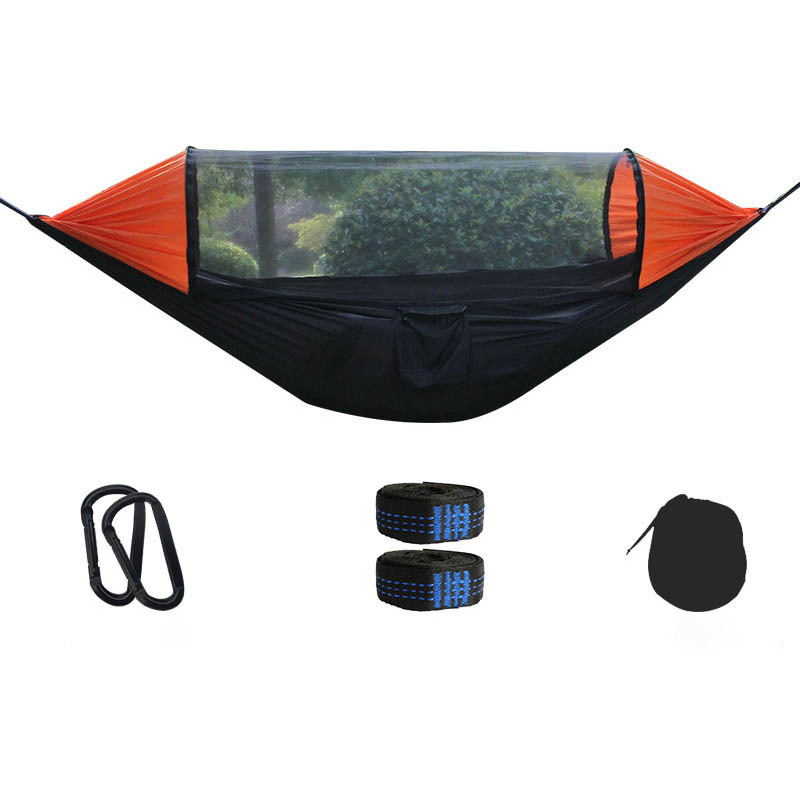 Portable Anti-mosquito Camping Hammock Tent Double & Single, Lightweight Nylon Parachute Hammocks for Backpacking, Travel, Beach, Backyard, Patio, Hiking