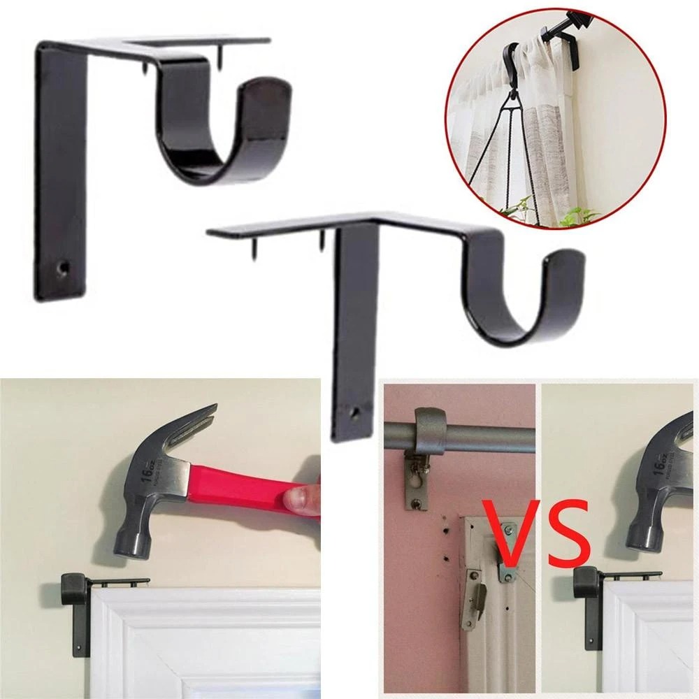 Summer Hot Sale 50% OFF - No-Drill Curtain Rod Tap-In Holders (1 Pair)(Buy 4 Free Shipping)