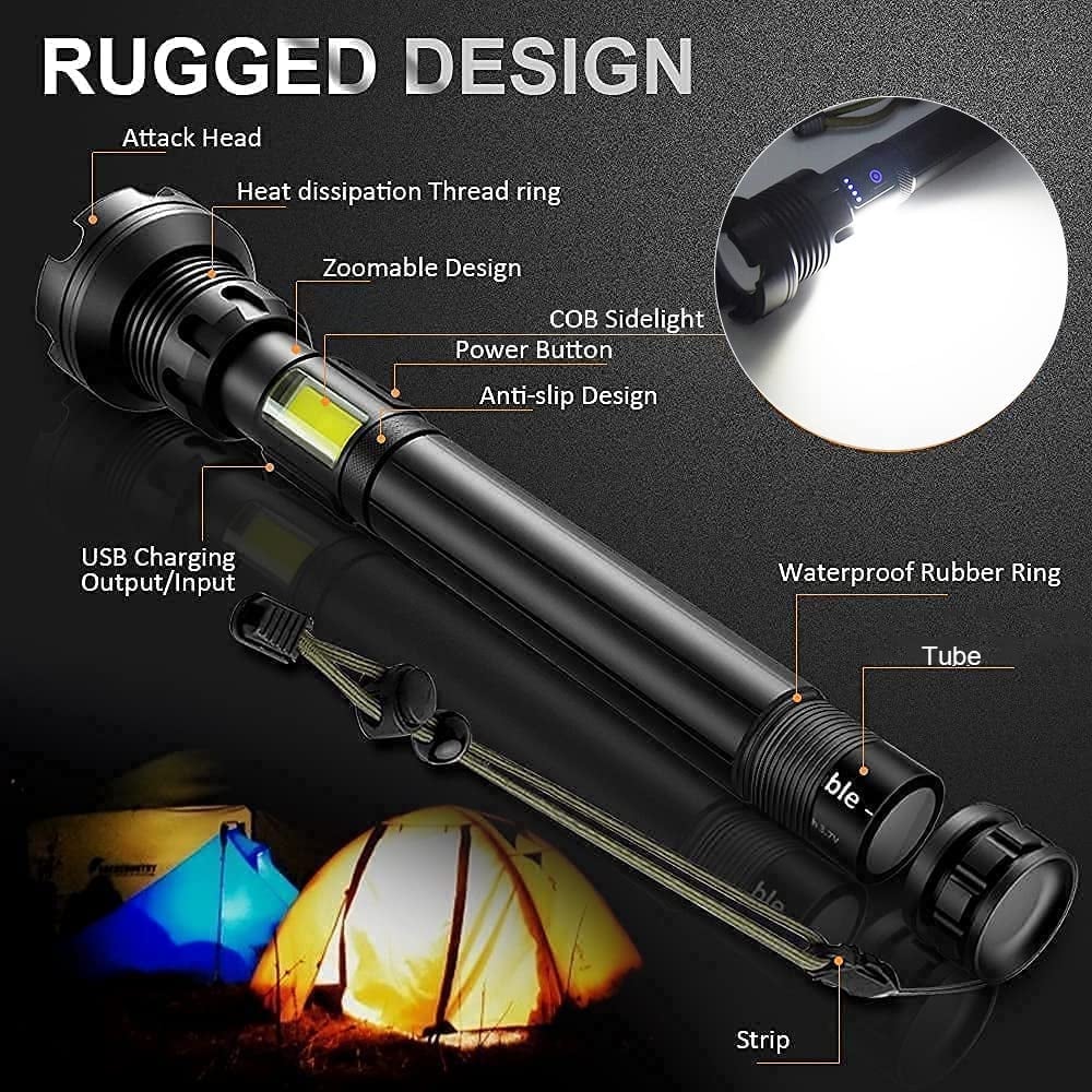 🔥LAST DAY SALE 49% OFF🔥 - LED Rechargeable Tactical Laser Flashlight 90000 High Lumens