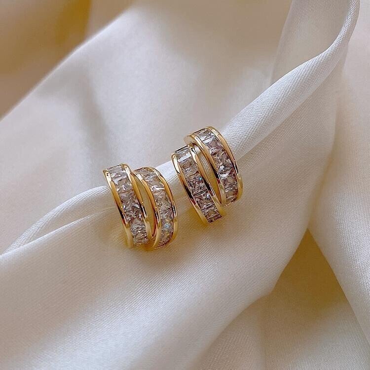 Simple C-shaped Diamond Earrings