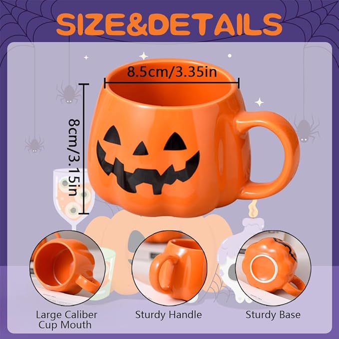 🎁TikTok Last Day Sale - 70% OFF👻Halloween Mugs Set - Black Pumpkin & White Ghost Ceramic Coffee Cups 🎃