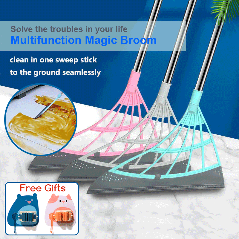 🎅EARLY XMAS SALE 49% OFF🎁Squeeze Silicone Broom Sweeping Water and Pet Hair(Get gift-broom holder Free)