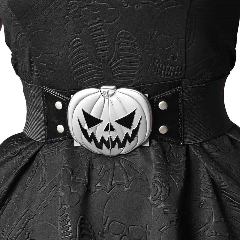 ⏰LAST DAY SALE 50% OFF💥Elastic Waist Belt Trick Or Treat Pumpkin Black