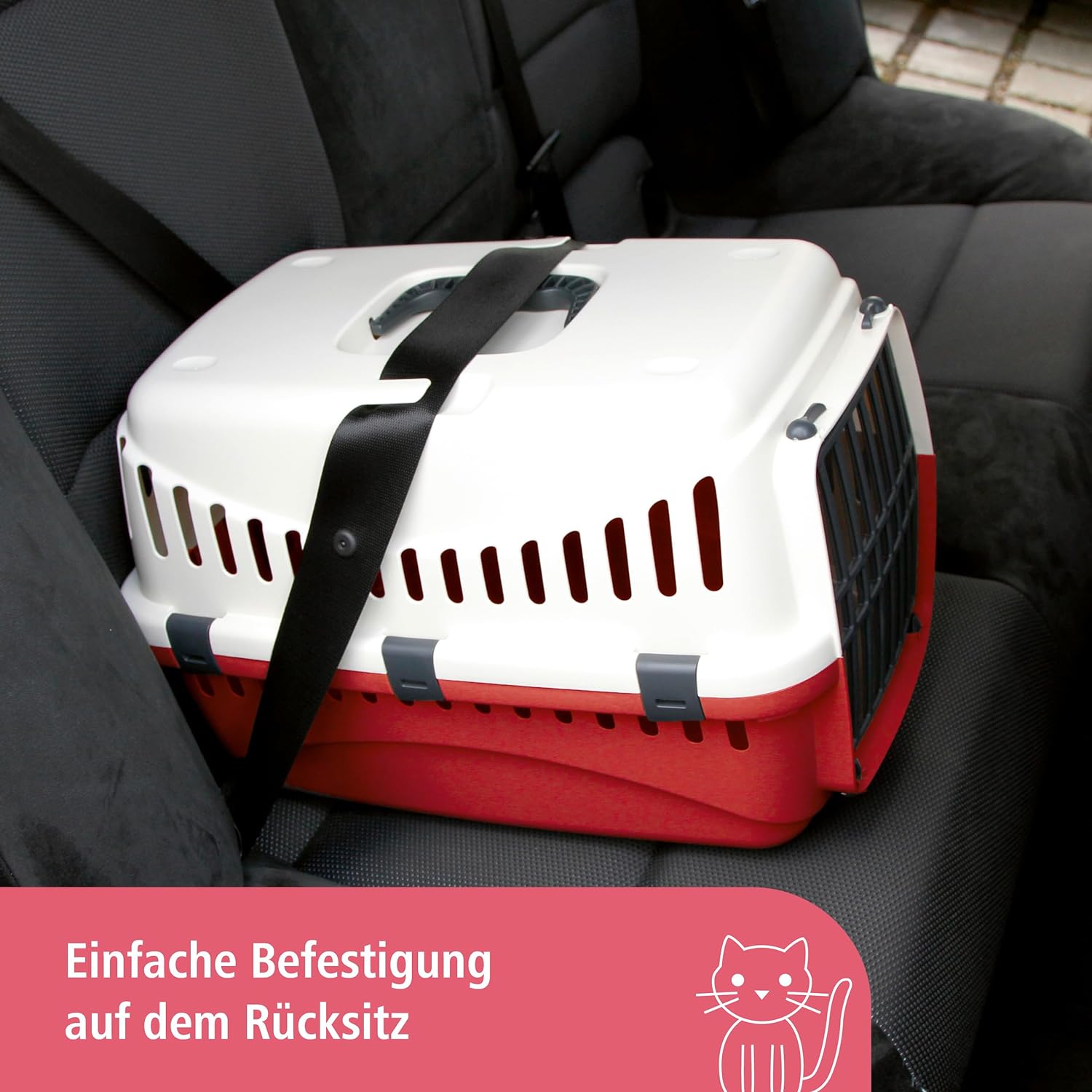 Kerbl 81346 Transportbox Expedion (Tiertransportbox Haustiere Katzen Hunde Kaninchen) aus Kunststoff 45x30x30 cm Mocaccino/Creme