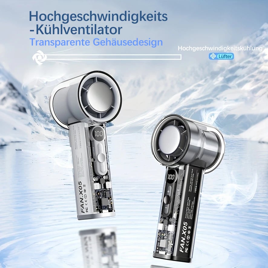 🔥Letzter Aktionstag! 🔥Kaltkompressen-Ventilator, transparenter Mini-Ventilator im Mecha-Stil
