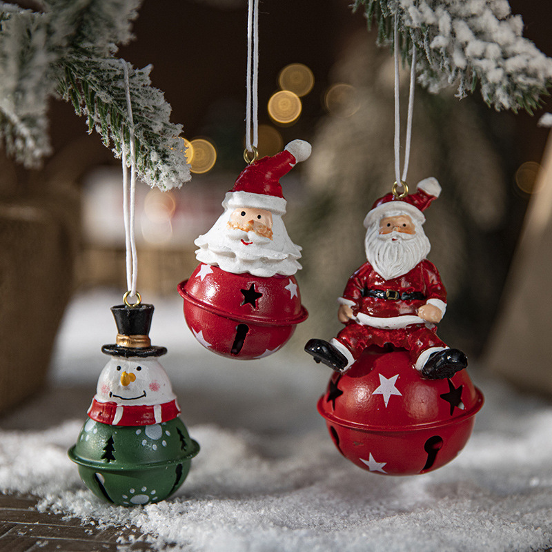 Iron Bell Painted Pendant Christmas Tree Decorations, Buy 3 Save 10%