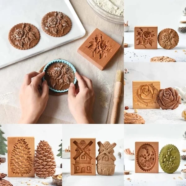 🎁Early Christmas Sale 48% OFF - Wooden Embossing Mold For Cookies (🔥🔥BUY 3 GET 2 FREE）