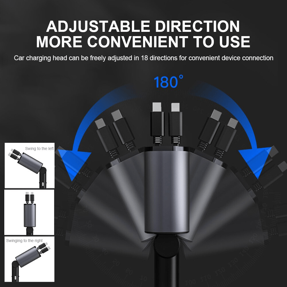 (🎄EARLY CHRISTMAS SALE - 50% OFF) 🎁Fast Charge Retractable Car Charger, 🚚Buy 2 Get Free Shipping