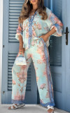 Women's V-neck Holiday Print Casual Suit