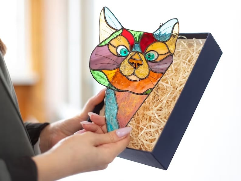 🎄Early Christmas Sale 49% OFF😻Handmade Stained Glass Cat For Window