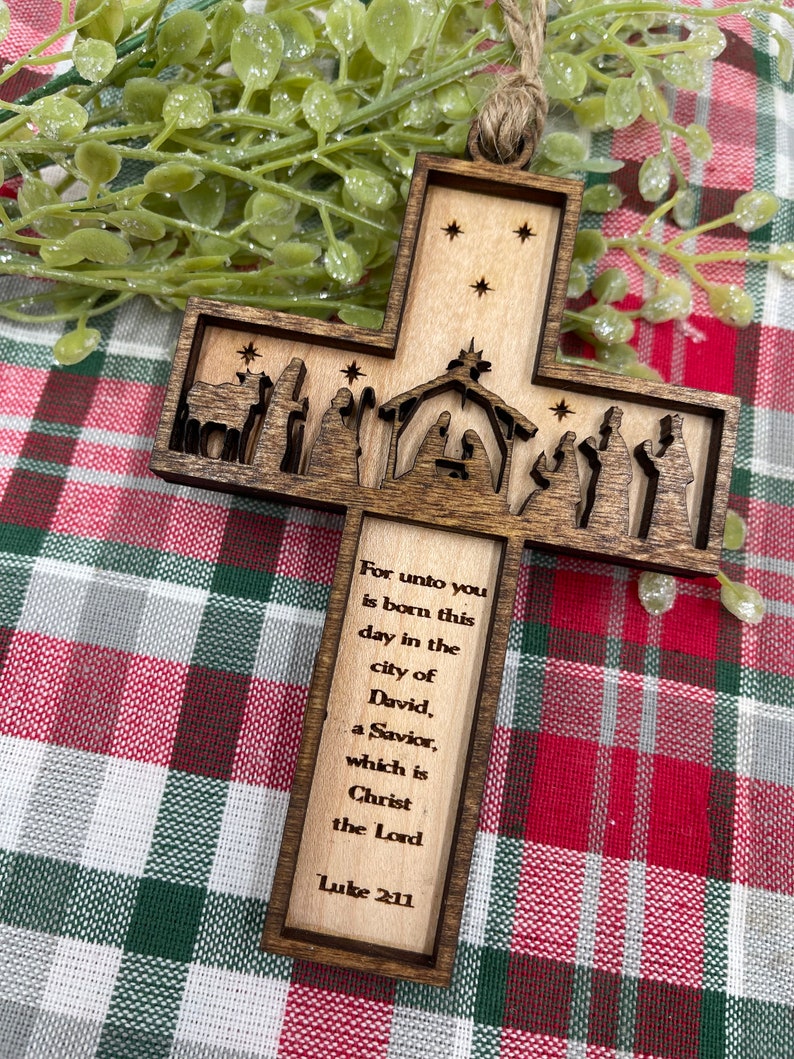 🎄Nativity Cross Scripture Christmas Ornament