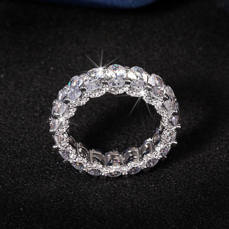 925 Sterling Silver Full Star River Moissan Diamond Ring