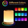 Touch Bedside Table Lamp,13 RGB Colors & 5 Brightness, USB Rechargeable Desk Lamp, Remote Control Dimmable Night Light with RGB Color Changing,Portable Lamp for Baby, Bedroom, Living Room