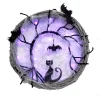 🦇Enchanted Night Bat & Cat Halloween Wreath with Purple LED Lights