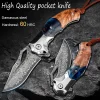 Handmade Damascus Steel Folding Knife | EDC Tactical Pocket Blade