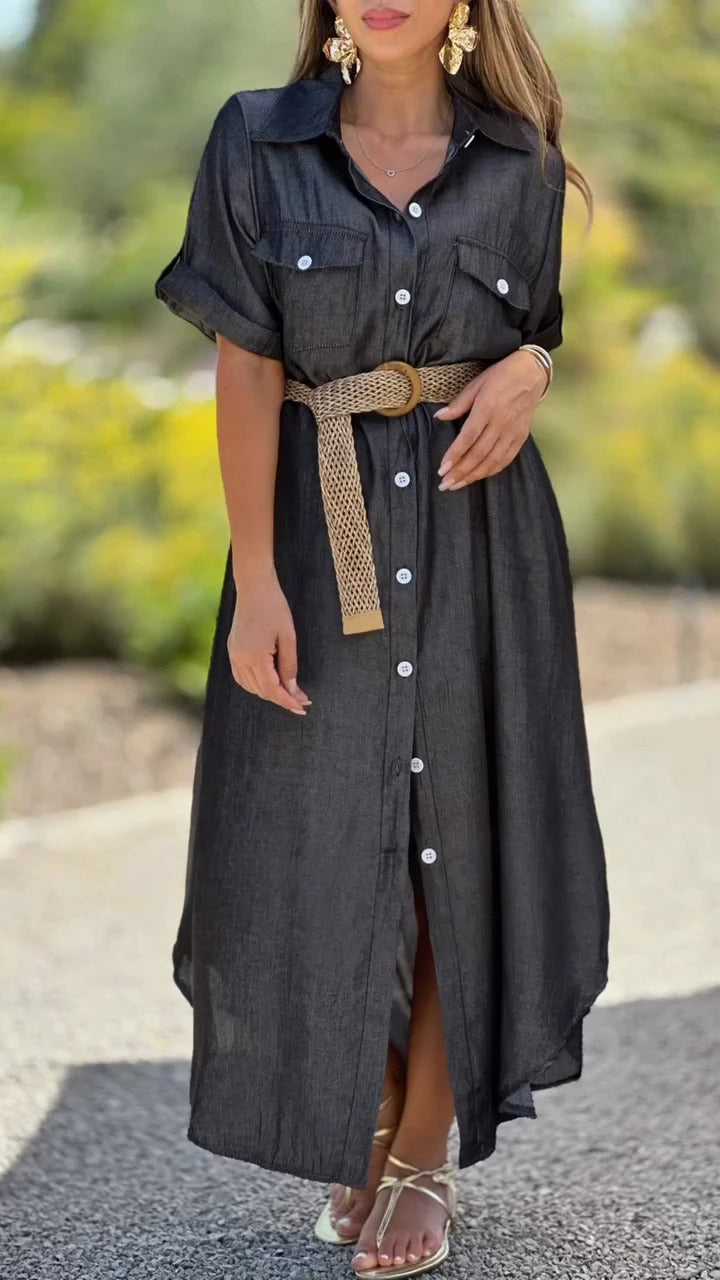 Women's Casual Lapel Single-breasted Long Shirt