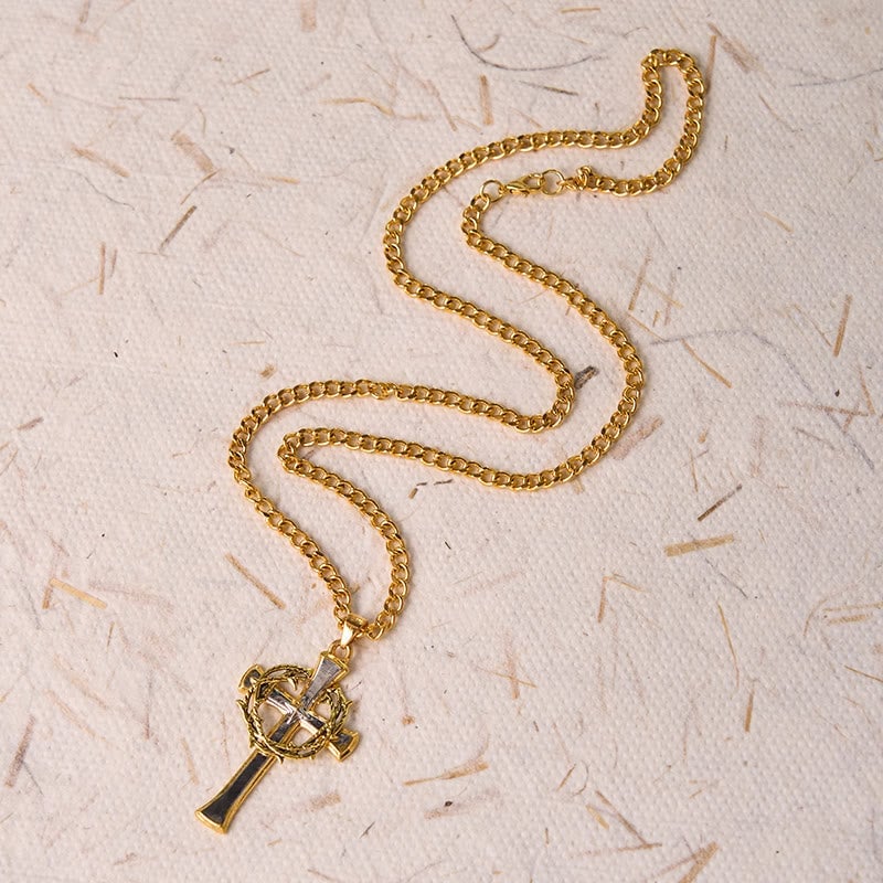 ✝️100% Handmade Crown Of Thorns Cross Necklace