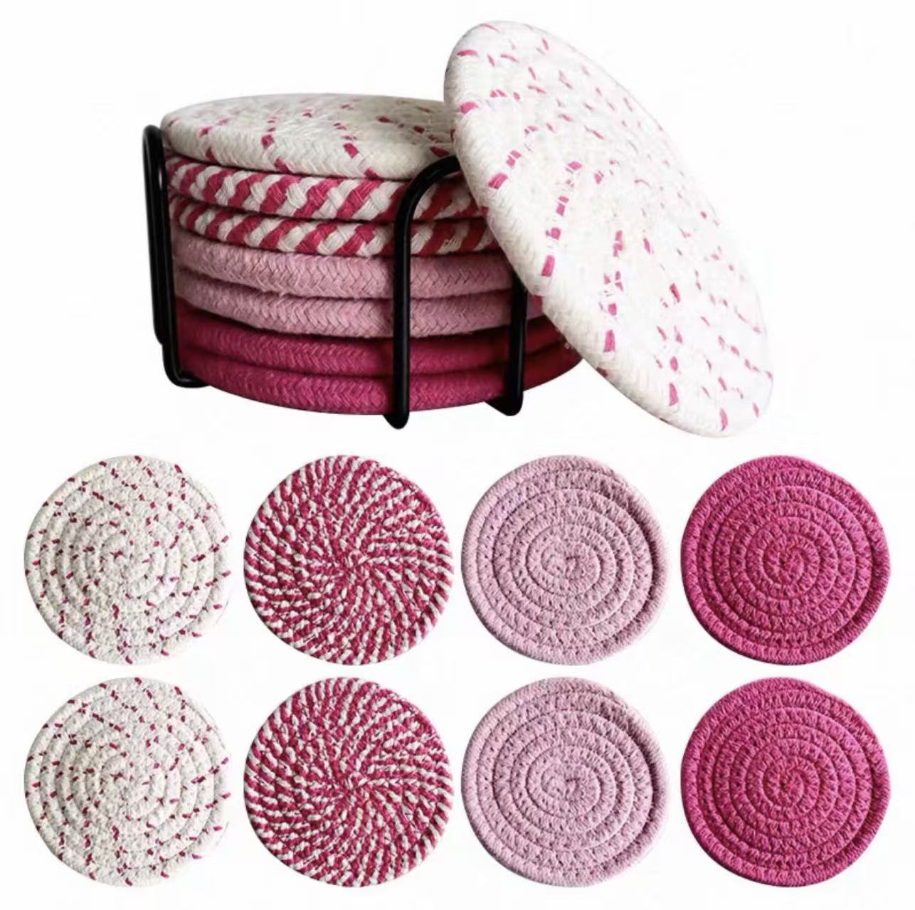 Handmade pure cotton knitted coasters