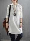 Brigitte Stand Neck Linen Cotton Shirt with Front Pocket