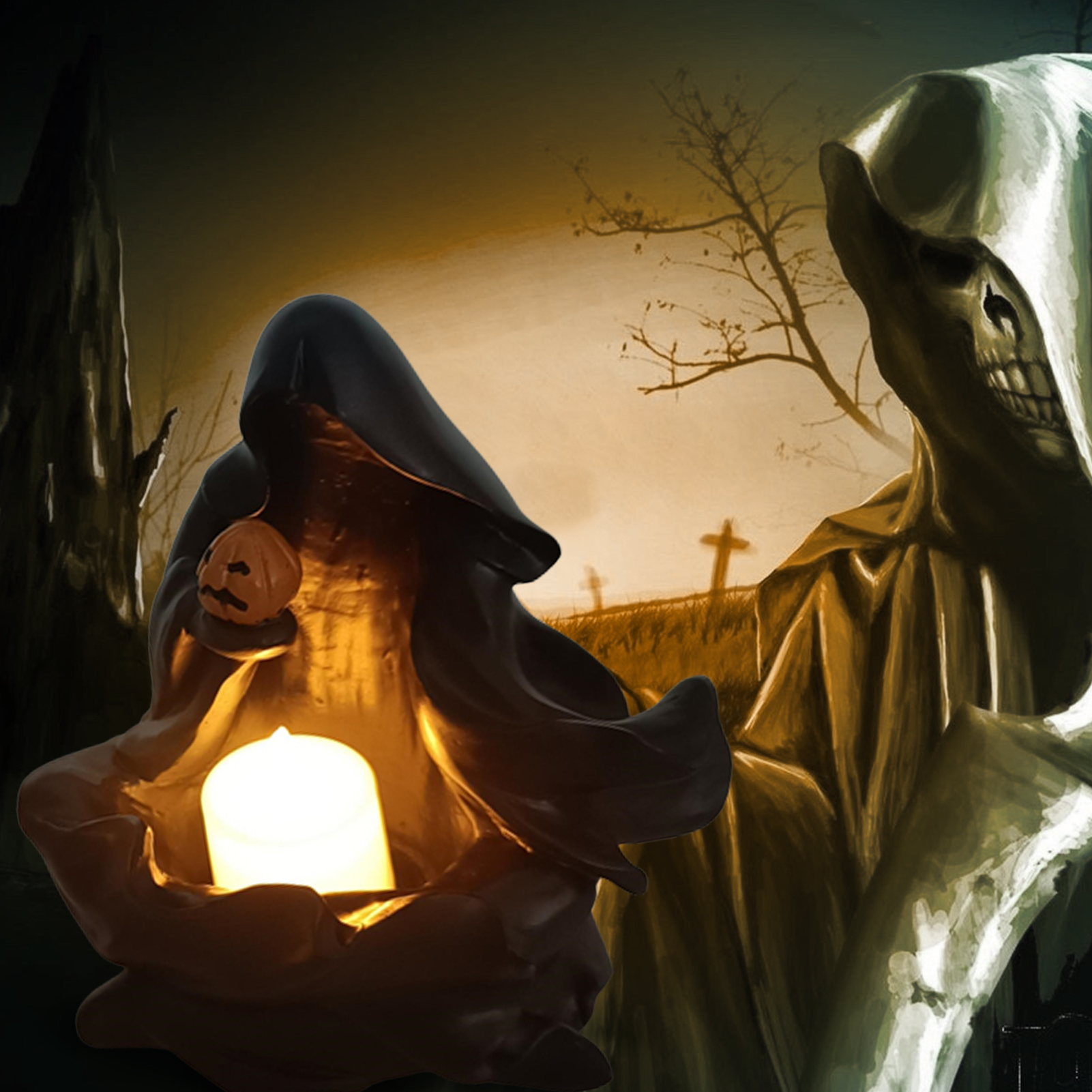 (👻Halloween Sale-49% OFF)Halloween Grim Reaper Candle Witch Figurine