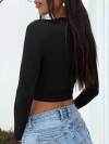 Women's Round Neck Long Sleeve Short Blouse