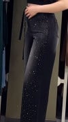 Women's Casual Jeans with Straps and Rhinestones