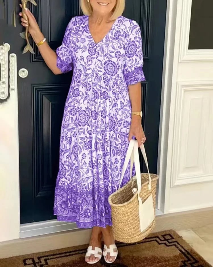 🔥Letzter Tag 49% RABATT😍Böhmisches Kleid mit V-Ausschnitt👗