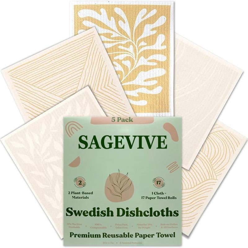 🎄Holiday Pre-Sale Save 70%🎄Swedish Dishcloths for Kitchen & Cleaning | 5 Pack