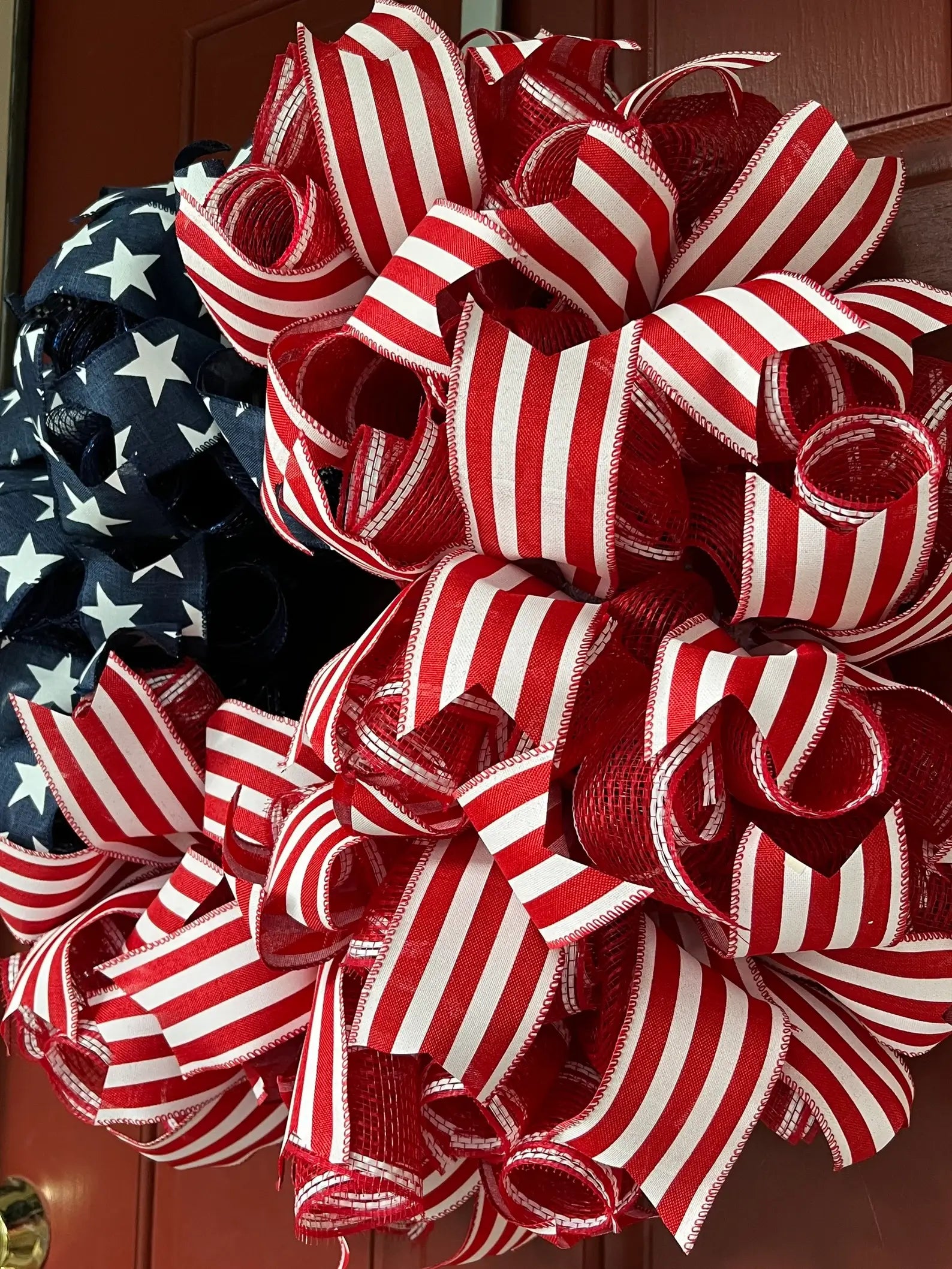 🏵100% Handmade Star Spangled Banner Ribbon Patriotic Wreath(𝐌𝐚𝐫𝐢𝐚𝐧𝐚 𝐒𝐦𝐢𝐭𝐡 𝐇𝐚𝐧𝐝𝐦𝐚𝐝𝐞®)