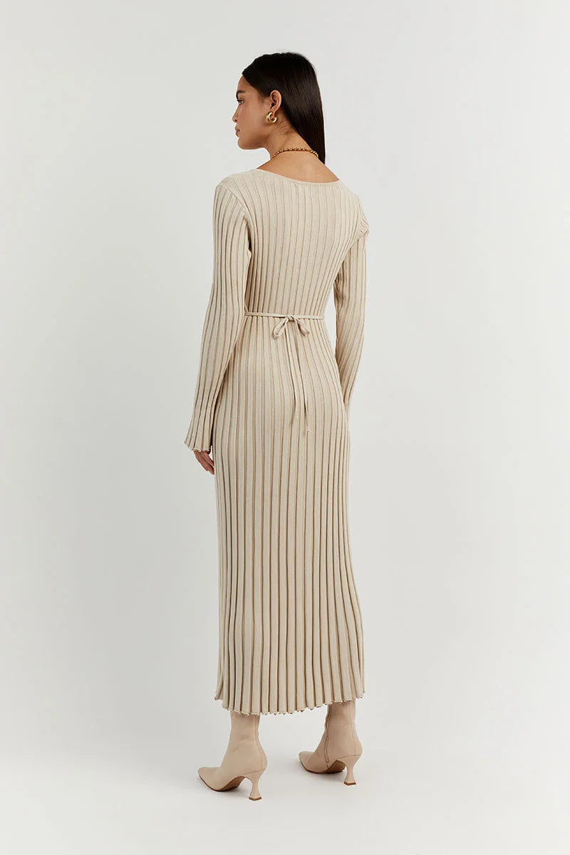 🌲EARLY CHRISTMAS SALE -50% OFF🔥V-Neck Sleeved Knit Midi Dress