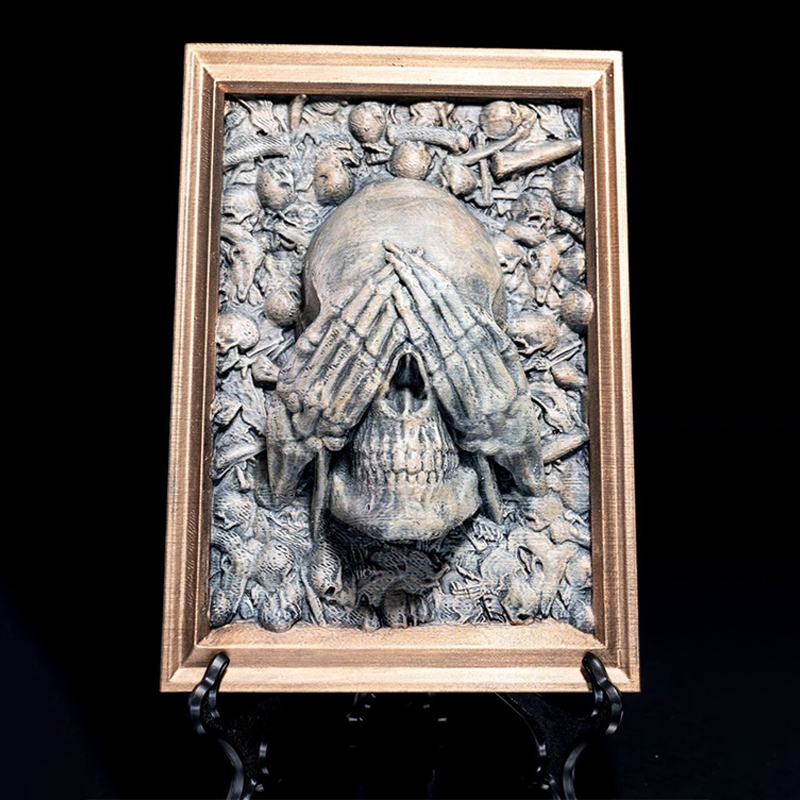 ☠ 3D Three Wise Skulls Picture Frame Decor