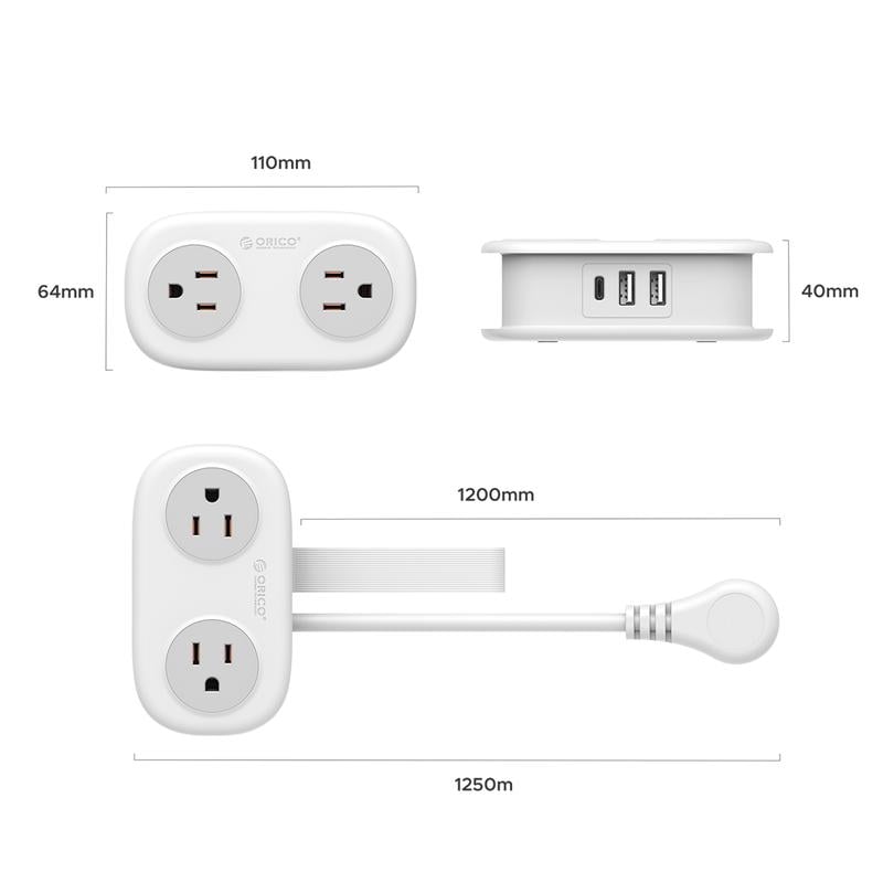 🎁TikTok Last Day Sale - 70% OFF🔥7 in 1  Power Strip, ORICO 4 Outlets 3 USB Ports