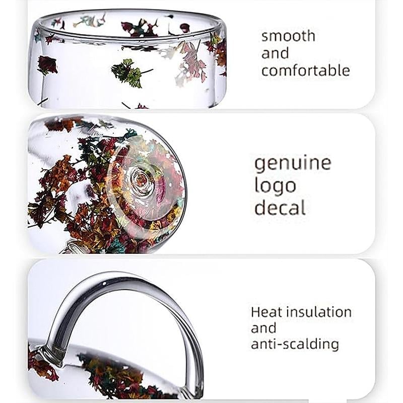 🎁TikTok Last Day Sale - 70% OFF🎄🌸Transparent Double Glass Flower Tea Cup