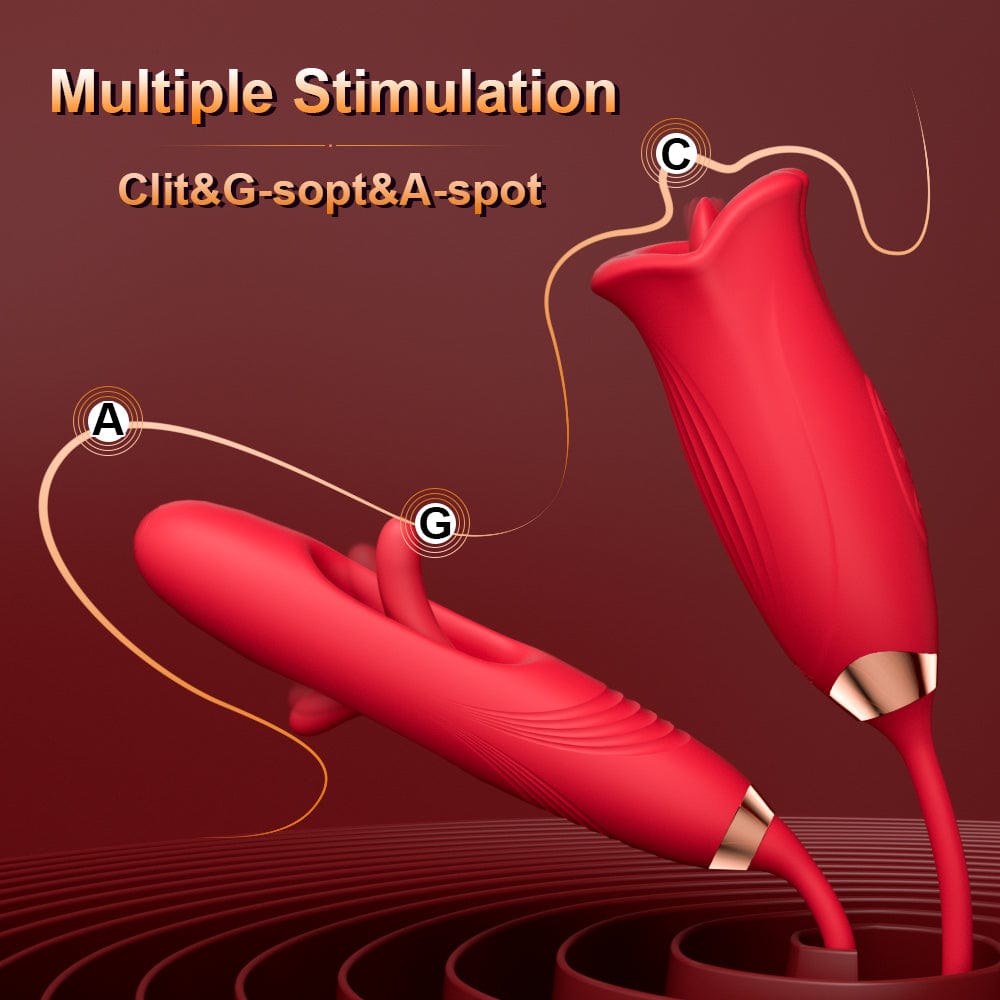 Rose Muncher Lip Tongue Suction Vibrator With Patting Dildo Vibrator