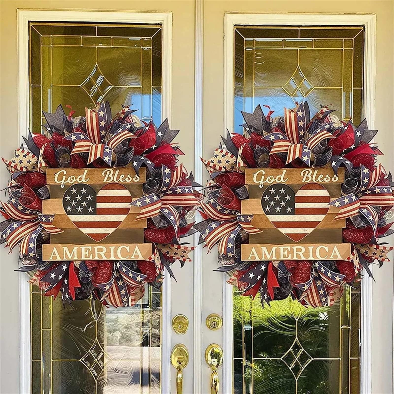 🏵100% Handmade American Patriotic God Bless Wreath(𝐉𝐚𝐦𝐞𝐬 𝐎𝐥𝐢𝐯𝐞𝐫 𝐇𝐚𝐧𝐝𝐦𝐚𝐝𝐞®)