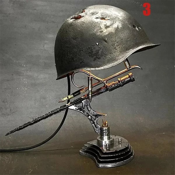 Handmade Stahlhelm Helmet Table Lamp