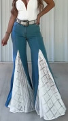 Women's Lace Panel Flared Jeans
