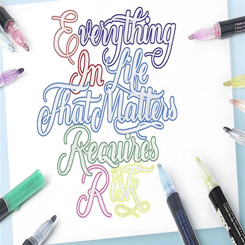 🎄⏰Last Day 49% OFF🎉 Double Line Outline Art Pen Marker Pen
