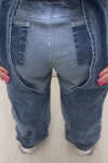 Women's Fashion Fake Two-Piece Set Contrast Color Stitching Hollow Jeans