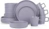 Stone Lain Coupe Dinnerware Set, Service For 4, Black Matte