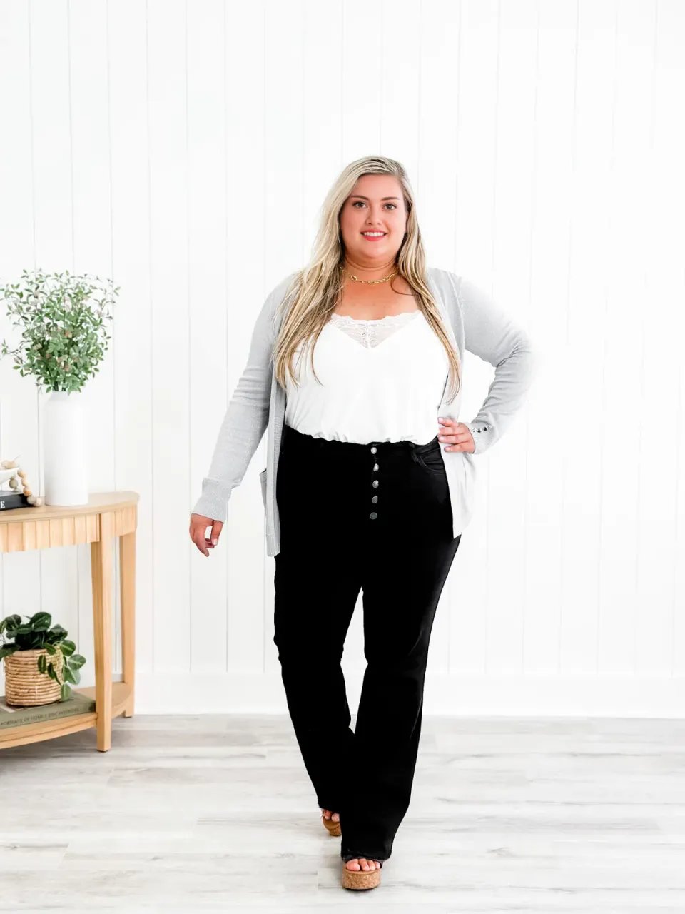 ❤️LETZTER TAG 50 % RABATT🔥Bootcut-Jeans mit mittelhohem Bund und Knopfleiste