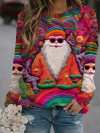 Women's Vintage Santa Print Sweatshirt